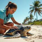 Les soins attentifs de la clinique vétérinaire de la plage pour préserver les tortues marines locales