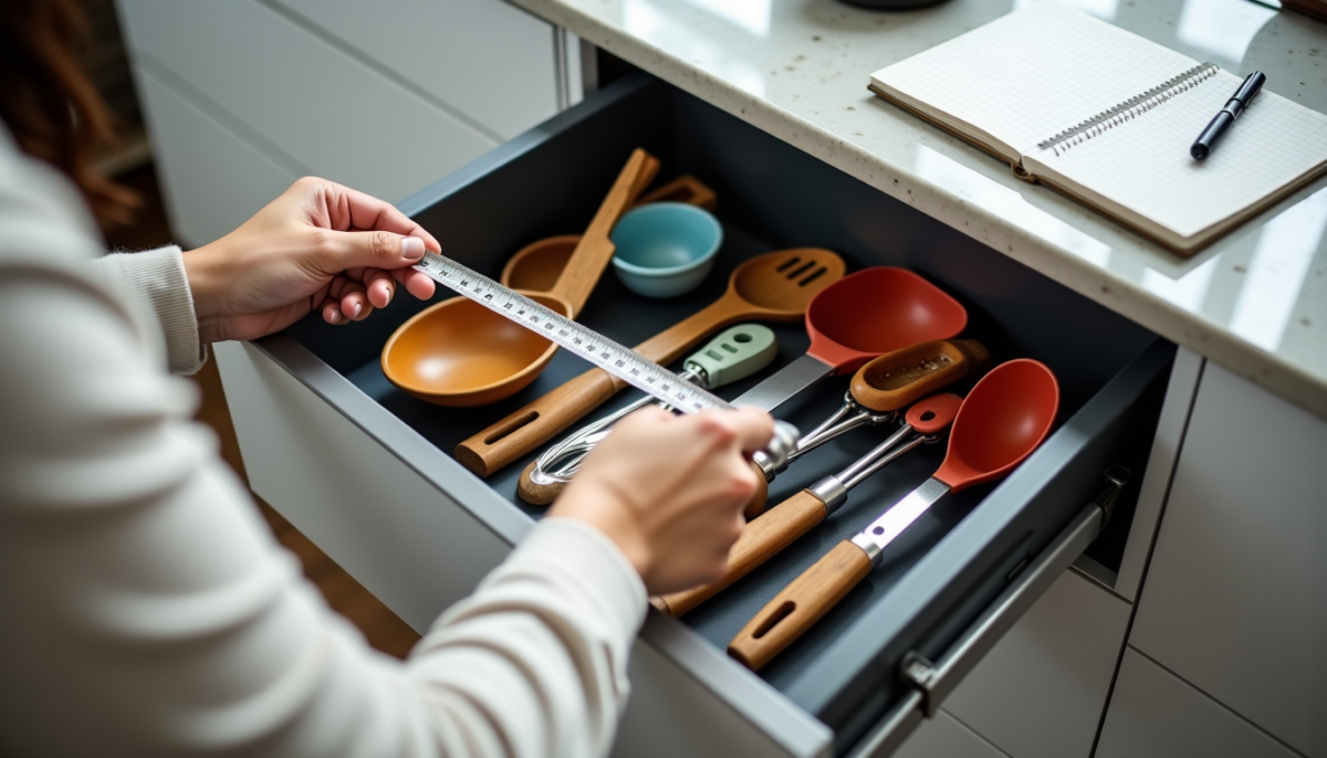 Avant d'acheter : mesurer vos tiroirs et inventorier vos ustensiles de cuisine